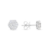 0.75 ct Diamond Flower Stud Earrings in 18 karat White Gold