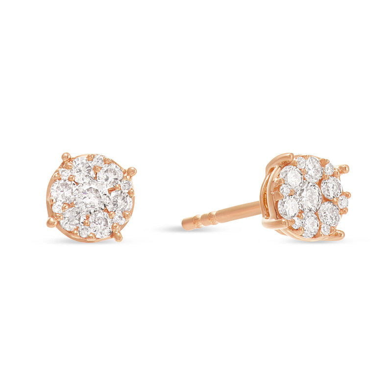 10K Gold 0.50ct Diamond Cluster Stud Earrings