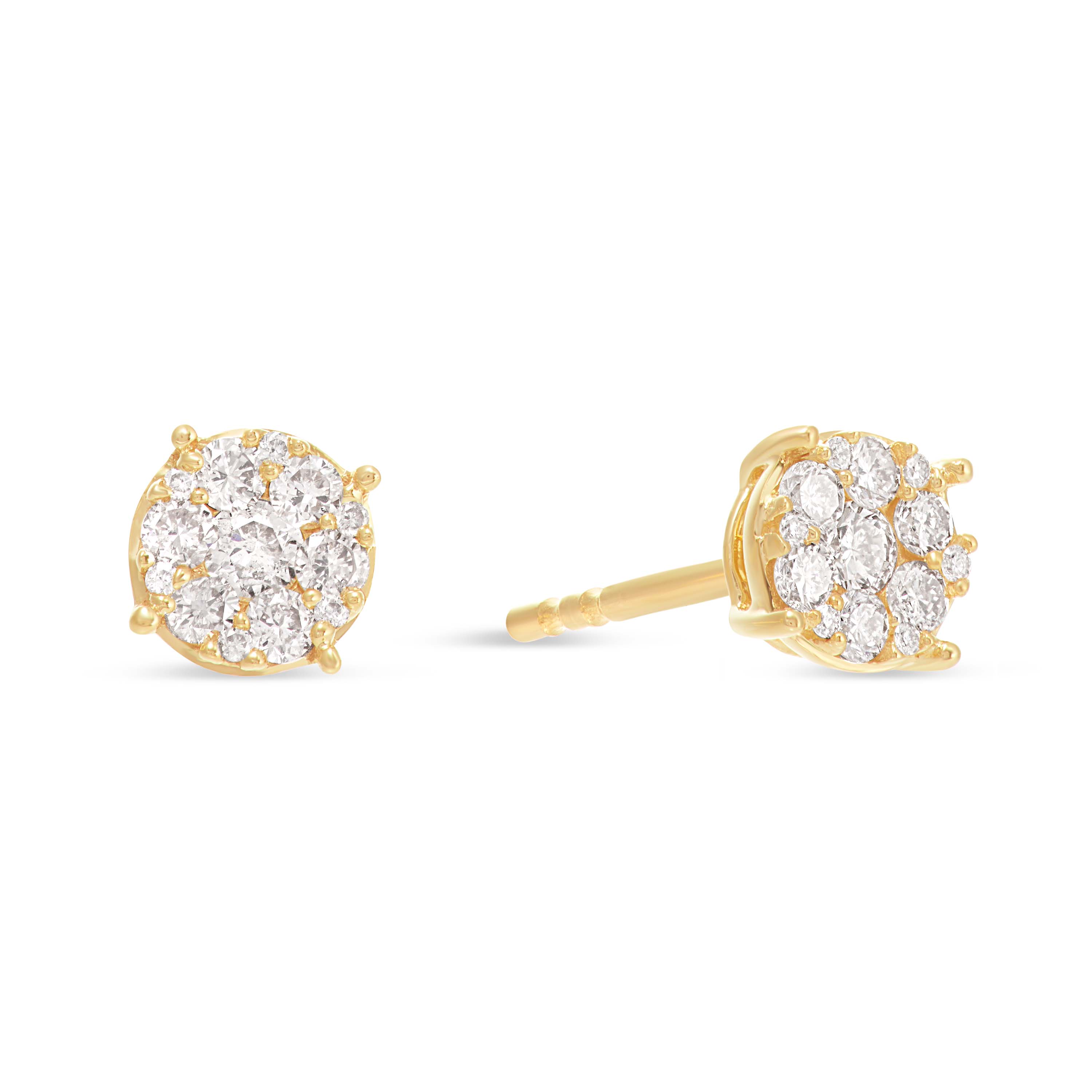 10K Gold 0.50ct Diamond Cluster Stud Earrings