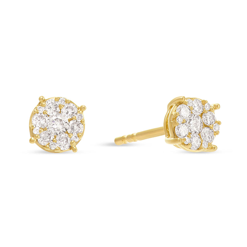 10K Gold 0.50ct Diamond Cluster Stud Earrings