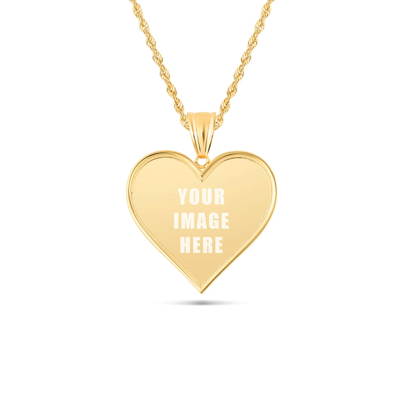 14K Gold Medium Heart Picture Pendant