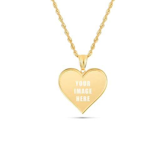 14K Gold Small Heart Picture Pendant