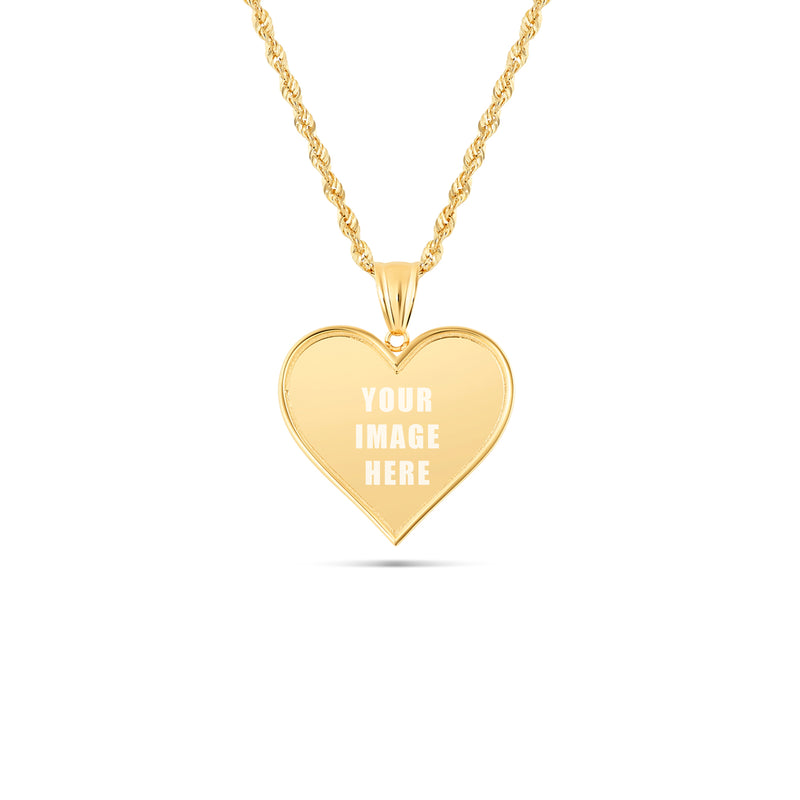 14K Gold Small Heart Picture Pendant