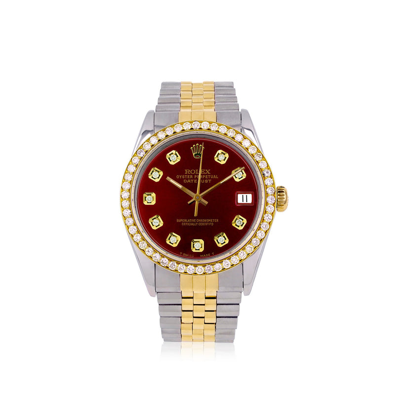 Rolex DateJust 36mm Gold and Steel with Custom Diamond Dial