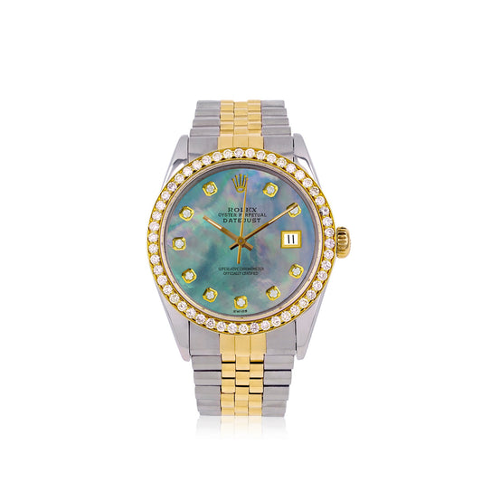 Rolex DateJust 36mm Gold and Steel with Custom Diamond Dial