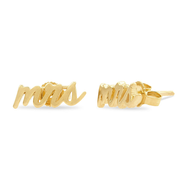 14k Gold "Mrs" Studs