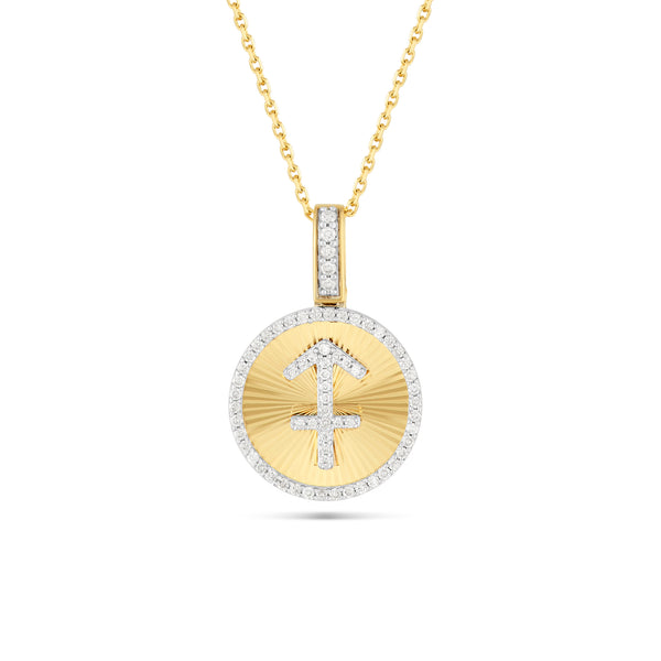 14k Yellow Gold Diamond Zodiac Sign Pendant