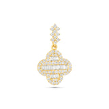 10k Yellow gold Baguette Diamond Clover pendant