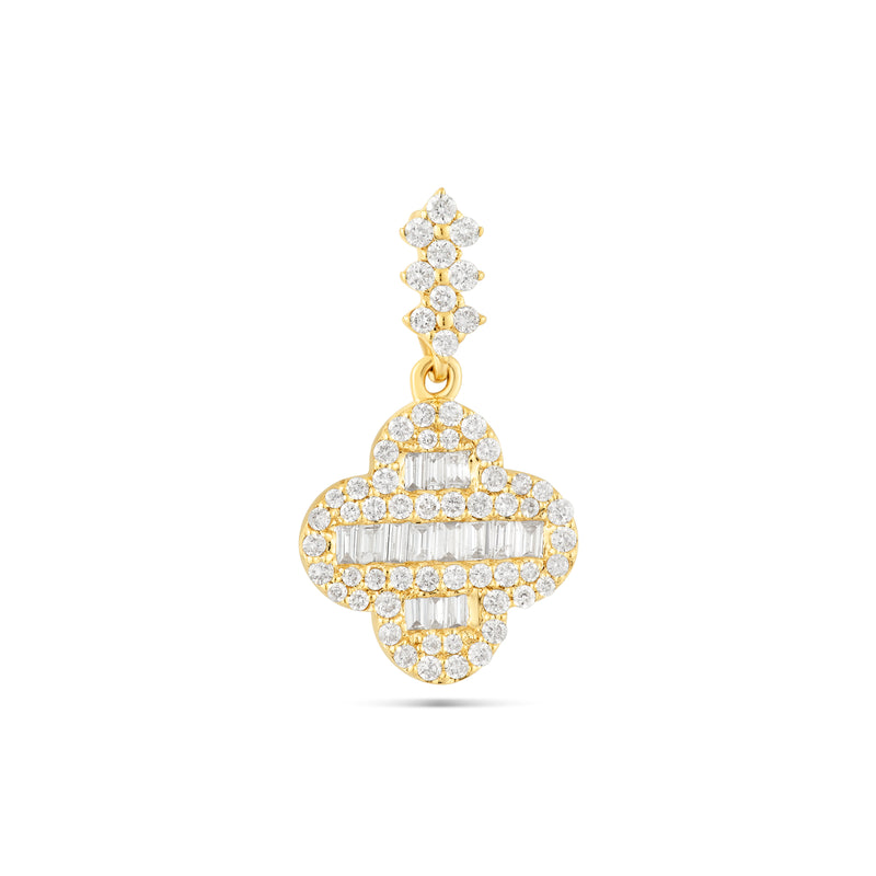 10k Yellow gold Baguette Diamond Clover pendant