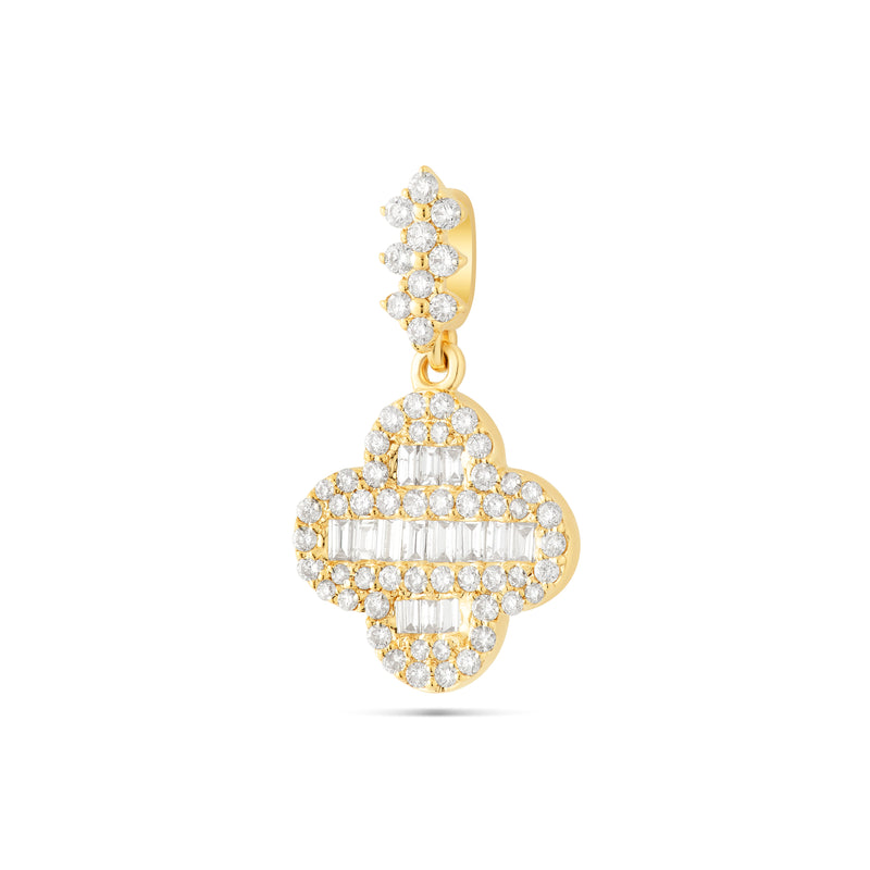 10k Yellow gold Baguette Diamond Clover pendant