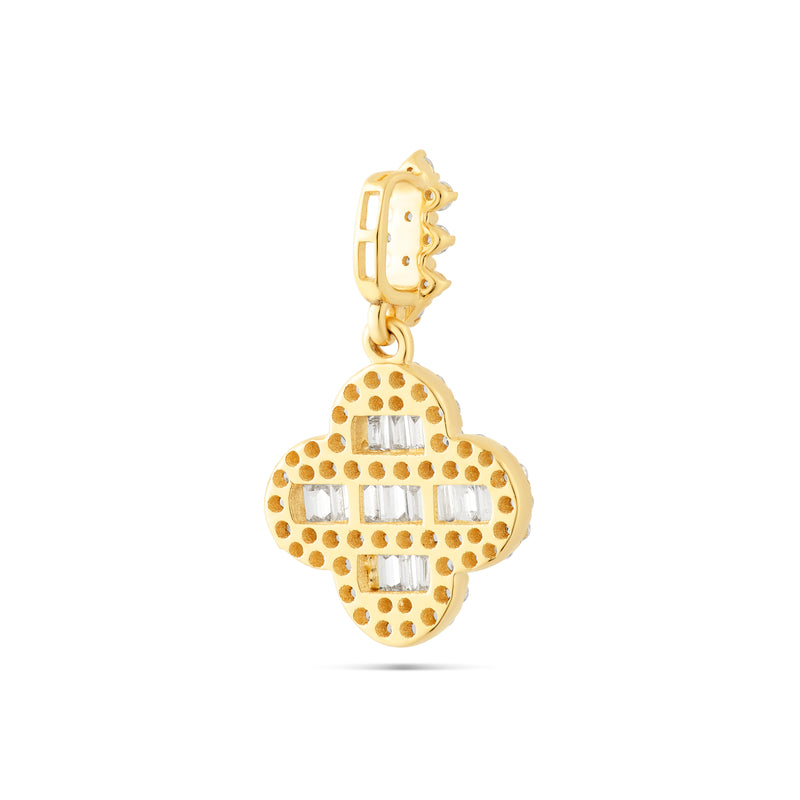 10k Yellow gold Baguette Diamond Clover pendant