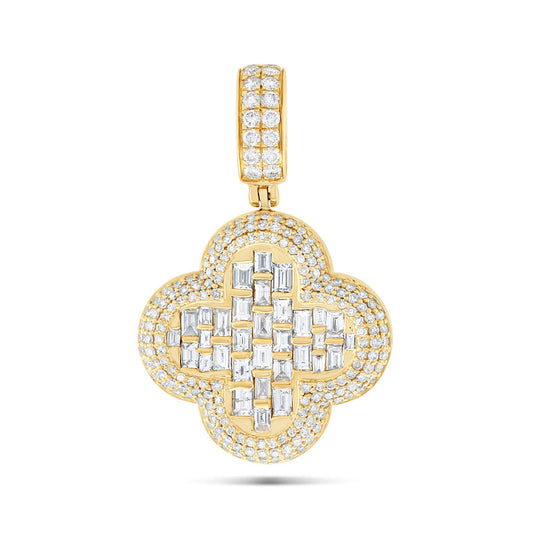 14k Gold Diamond & Emerald Clover Pendant