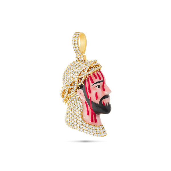 Bleeding Jesus 2.8 carat Diamond Crown Pendant