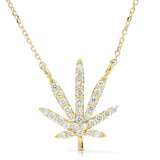 Pot Leaf Necklace 14k Gold 0.52ct Diamond