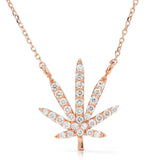 Pot Leaf Necklace 14k Gold 0.52ct Diamond