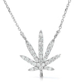 Pot Leaf Necklace 14k Gold 0.52ct Diamond