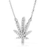 Pot Leaf Necklace 14k Gold 0.52ct Diamond