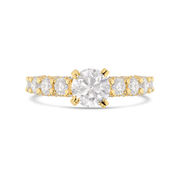 14K Yellow Gold Round Diamond Engagement Ring