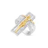 14K Two-Tone Crucifix Ring