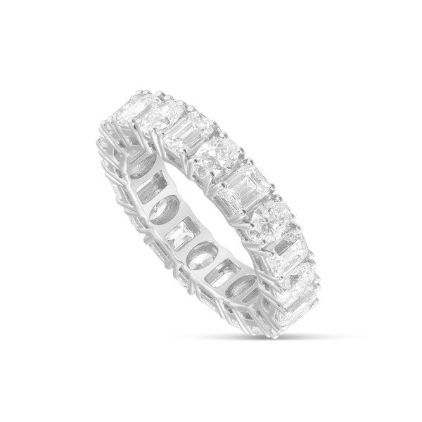 14k White gold with Oval and Emerald Diamond Eternity Band Ring