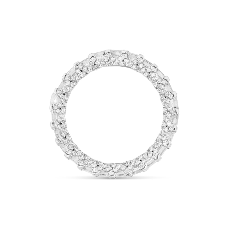 14k White Gold with Emerald Diamond Eternity Band Ring