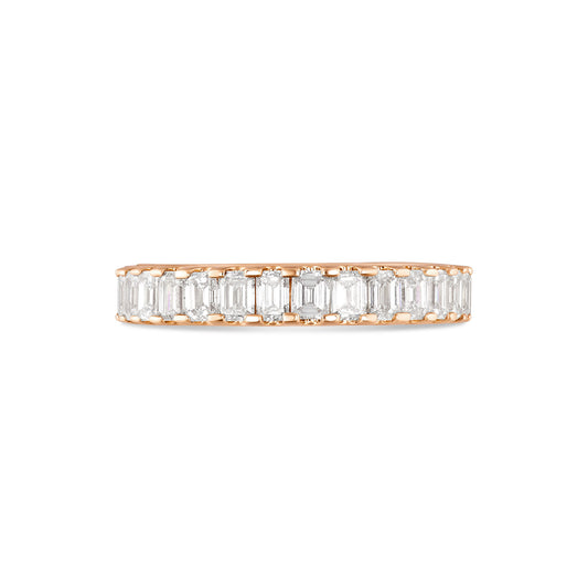 14k Rose Gold Emerald Diamond Eternity Band Ring