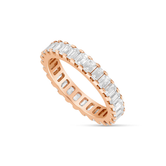 14k Rose Gold Emerald Diamond Eternity Band Ring