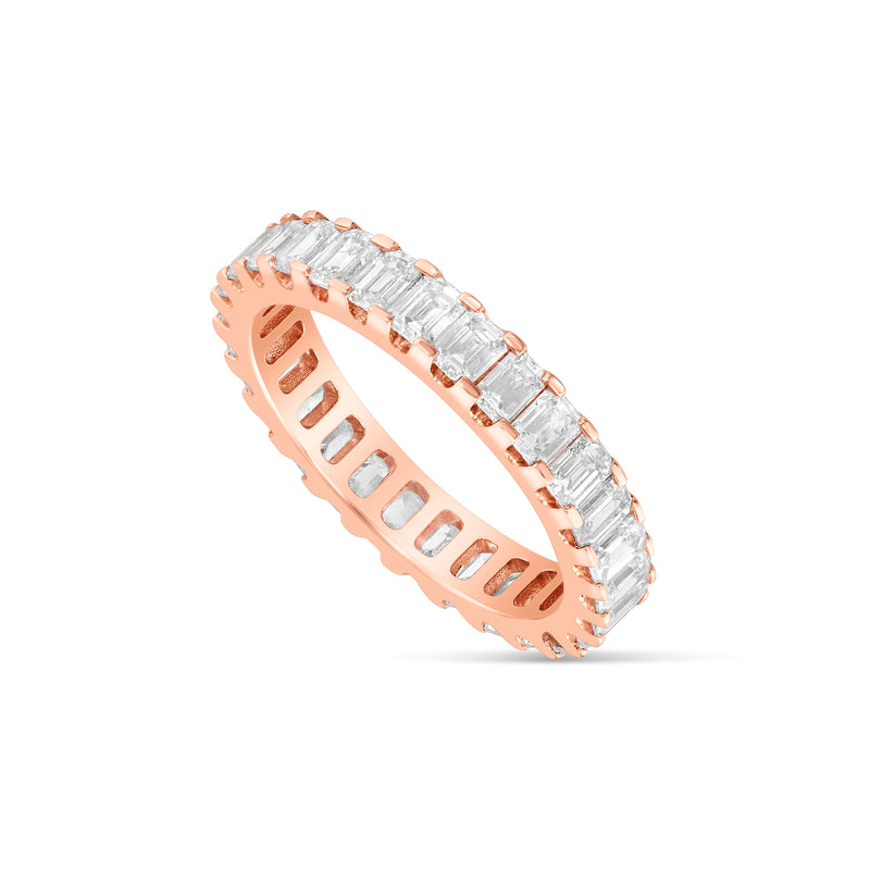 14k Rose Gold Emerald Diamond Eternity Band Ring