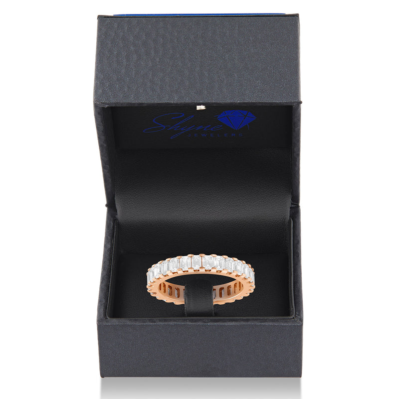 14k Rose Gold Emerald Diamond Eternity Band Ring