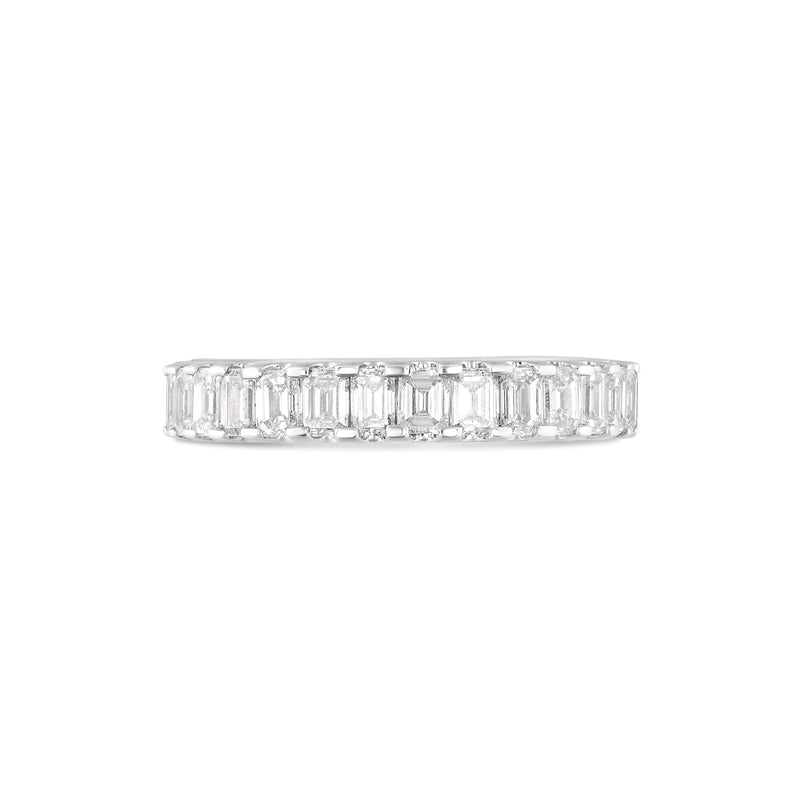 14k White Gold Emerald Diamond Eternity Band