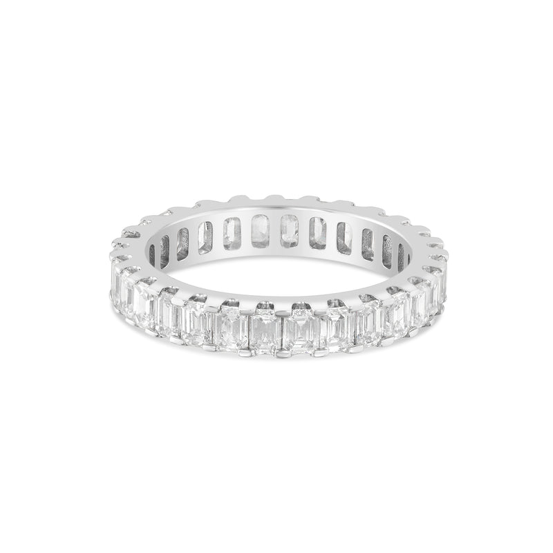 14k White Gold Emerald Diamond Eternity Band