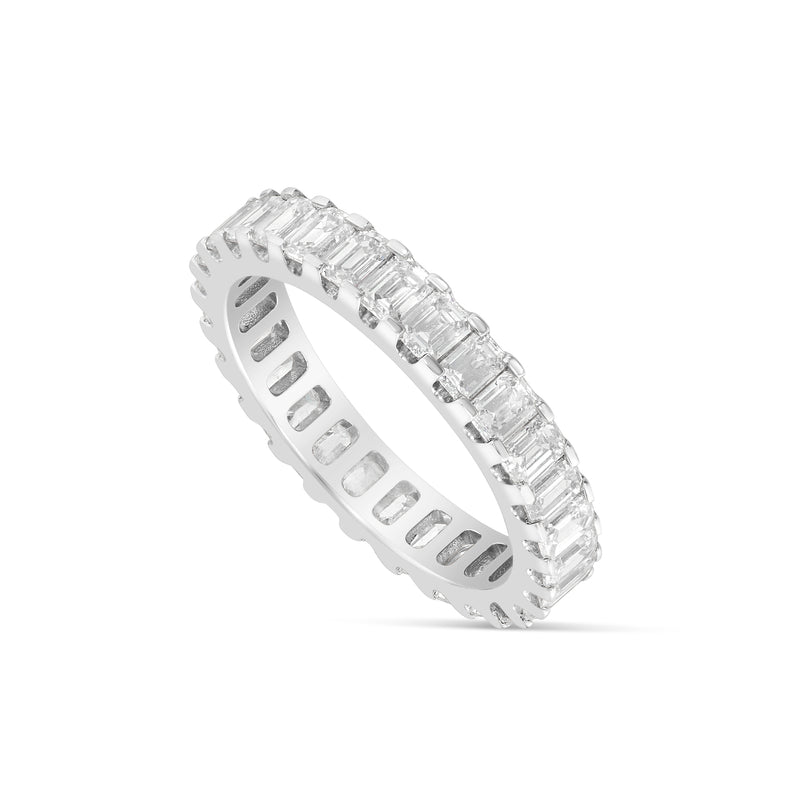 14k White Gold Emerald Diamond Eternity Band