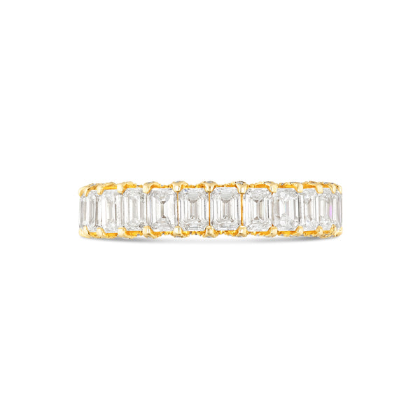 14k Yellow Gold with 3.8 mm VVS Emerald Diamond Eternity Band Ring