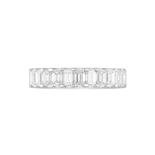 14k White Gold with Emerald Diamond Eternity Band Ring