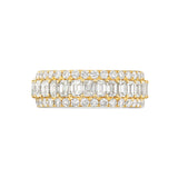 14k Yellow Gold Emerald & Round Diamond Men's Eternity Band