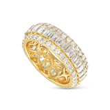 14k Yellow Gold Emerald & Round Diamond Men's Eternity Band