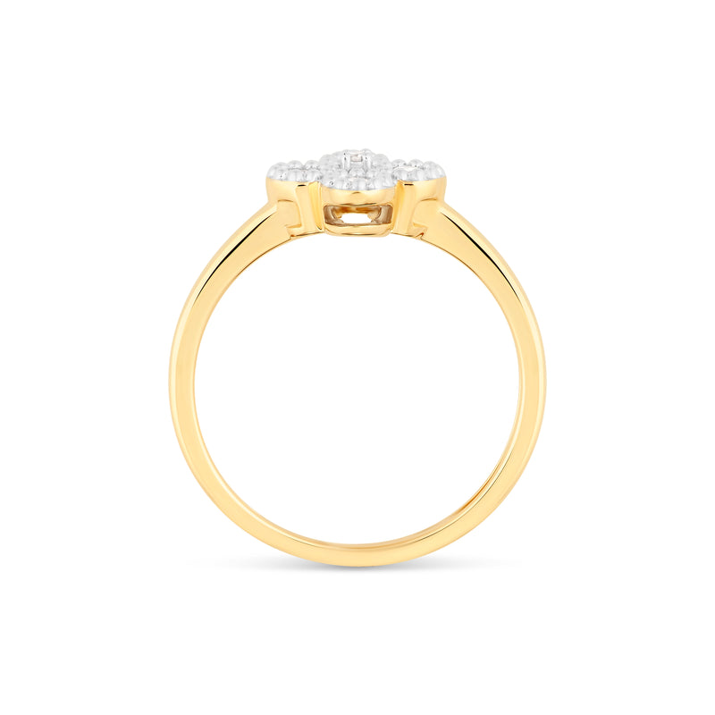 14K Yellow Gold Diamond Clover Ring