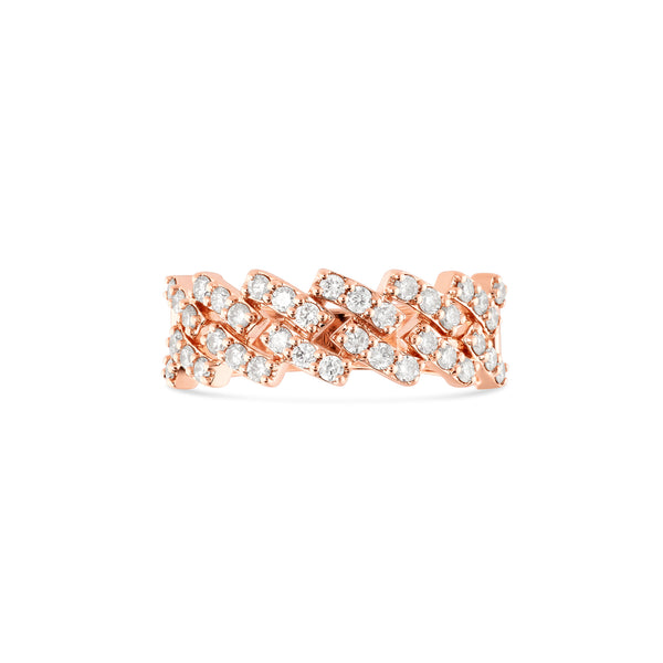 10K Rose Gold Diamond half Cuban Ring