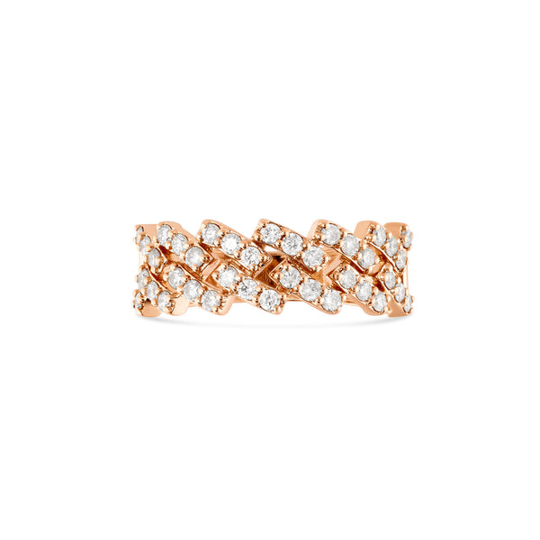 10K Rose Gold Diamond half Cuban Ring