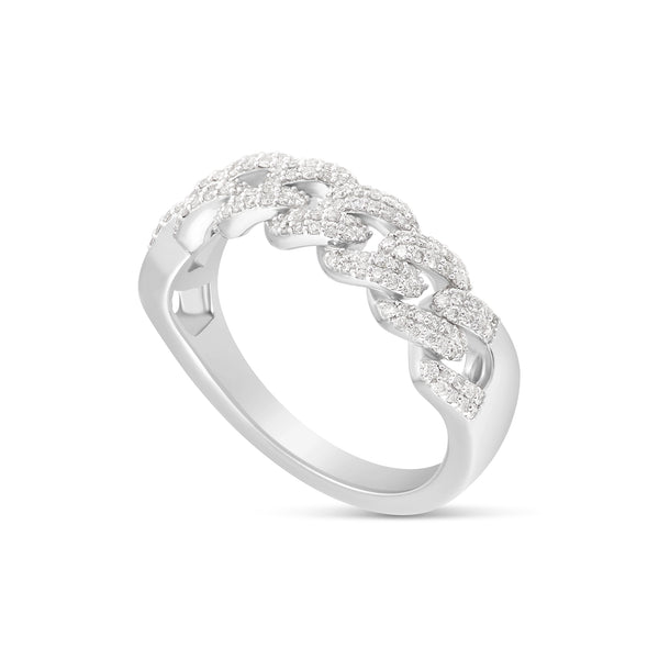 White Gold Cuban Diamond Ring