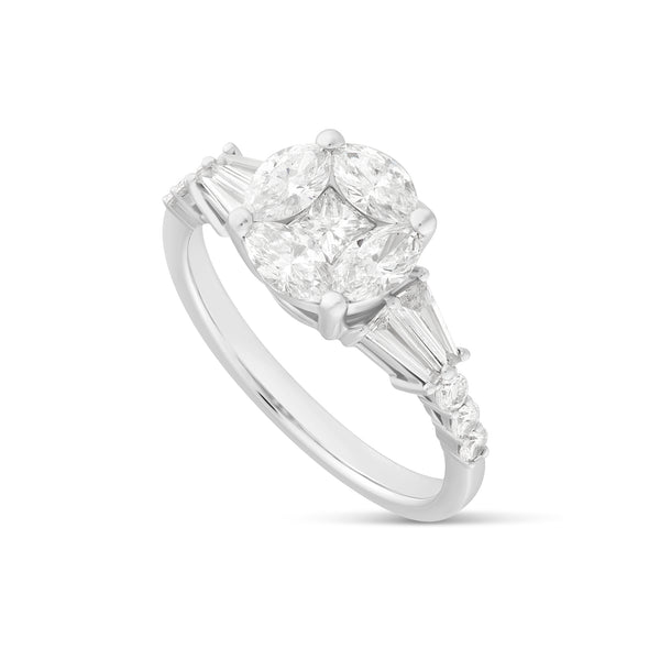 18 karat White Gold Fancy Multi-Shape Diamond Engagement Ring