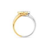 18k Two-Tone Baguette & Round Diamond Heart Wrap Ring