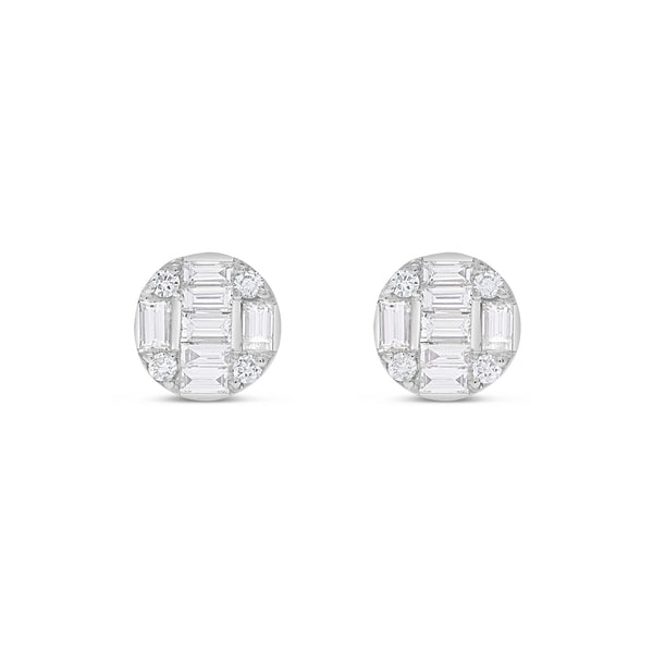 14K White Gold Baguette Diamond Stud Earrings