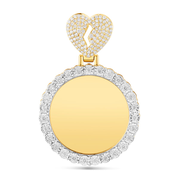 10K Yellow Gold Broken Heart Diamond Picture Pendant