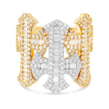 10K Two-tone Gold Baguette & Round Diamond Cross Ring