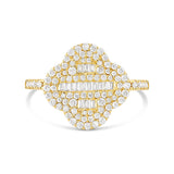 10K Gold Baguette Diamond Clover Ring