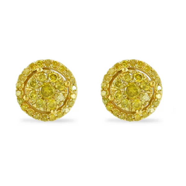 10k Yellow Gold 1ct Yellow Diamond Round Earrings