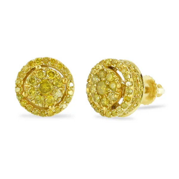 10k Yellow Gold 1ct Yellow Diamond Round Earrings