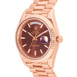 Rolex Day Date 228235 Presidential 40 mm Everose Gold Chocolate Diagonal Motif Dial