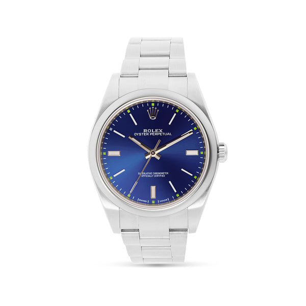 Oyster Perpetual 39 mm Blue Dial Domed Bezel Men's Watch